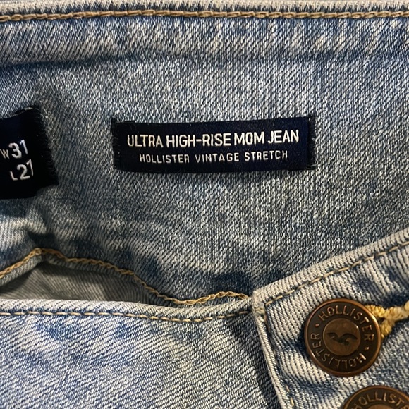 Hollister Ultra High Rise Mom Jeans Vintage Stretch Belted D-Ring Tapered-31 - Picture 9 of 13
